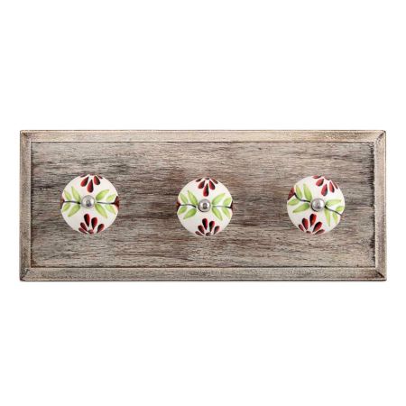 Green Leaf Ceramic Wooden Hooks